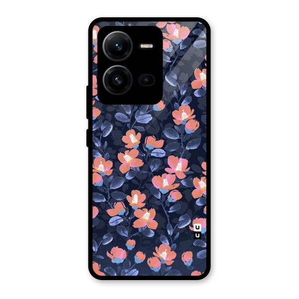 Tiny Peach Flowers Glass Back Case for Vivo V25