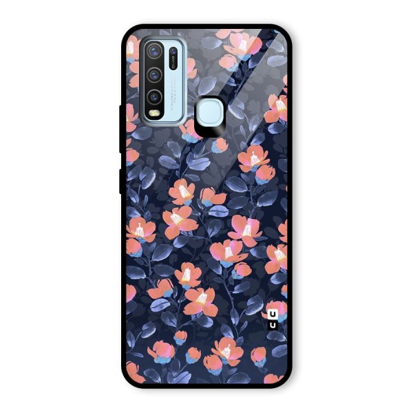 Tiny Peach Flowers Glass Back Case for Vivo Y30