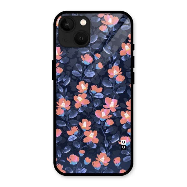 Tiny Peach Flowers Glass Back Case for iPhone 13