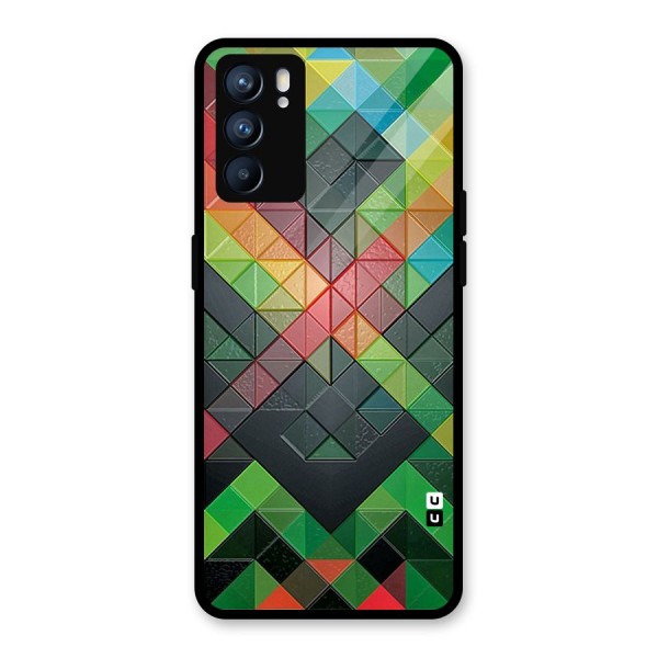 Too Much Colors Pattern Glass Back Case for Oppo Reno6 5G