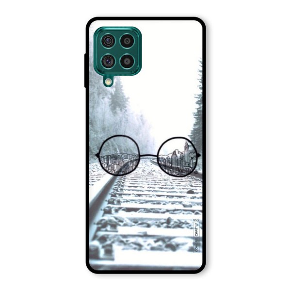 Tracks And Specs Glass Back Case for Galaxy F62