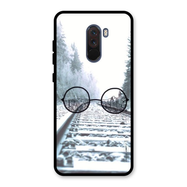 Tracks And Specs Glass Back Case for Poco F1