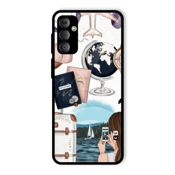 Travel Diaries Glass Back Case for Galaxy F23