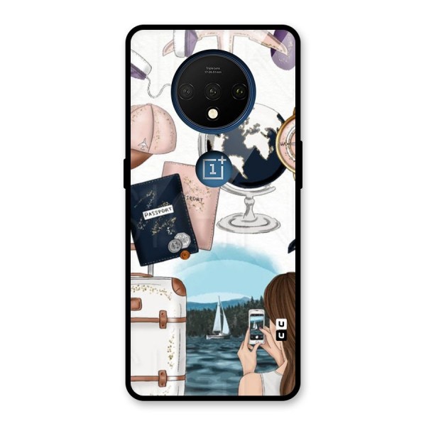 Travel Diaries Glass Back Case for OnePlus 7T