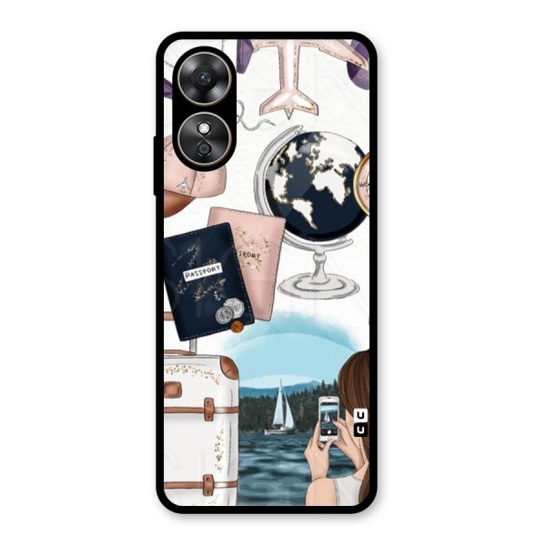 Travel Diaries Glass Back Case for Oppo A17