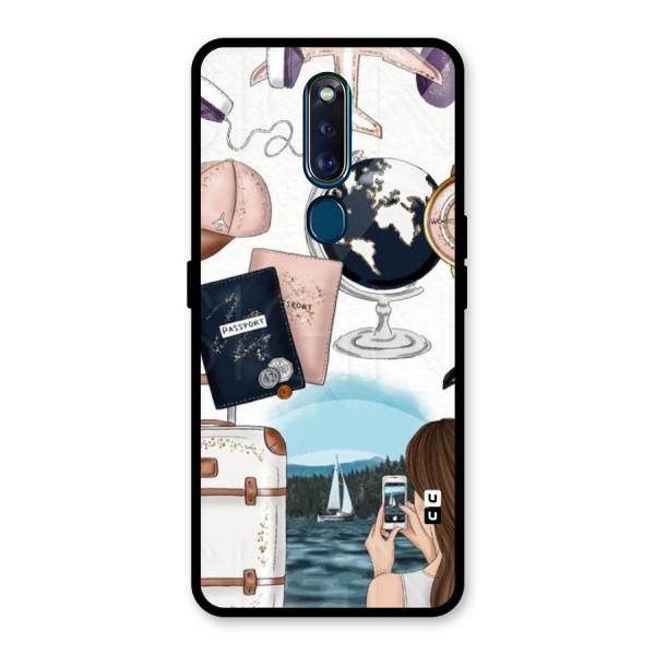 Travel Diaries Glass Back Case for Oppo F11 Pro