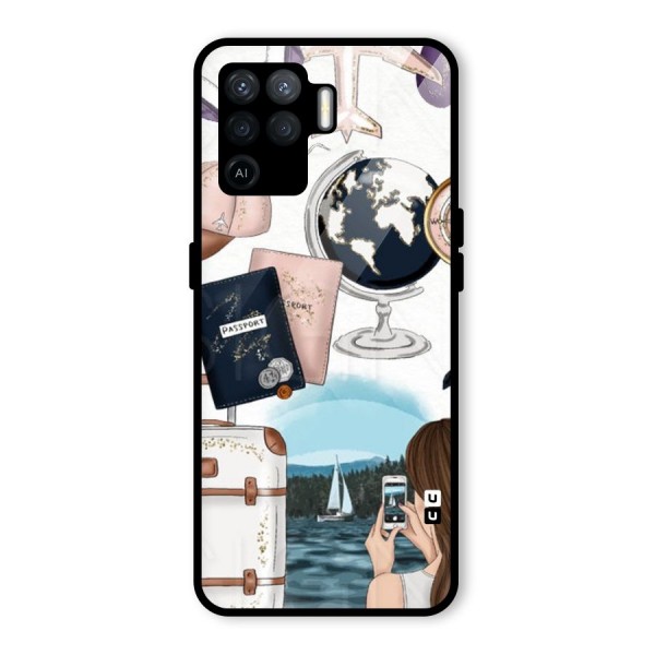 Travel Diaries Glass Back Case for Oppo F19 Pro