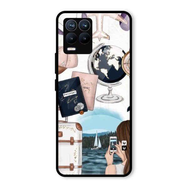 Travel Diaries Glass Back Case for Realme 8 Pro