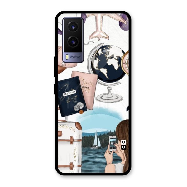 Travel Diaries Glass Back Case for Vivo V21e 5G