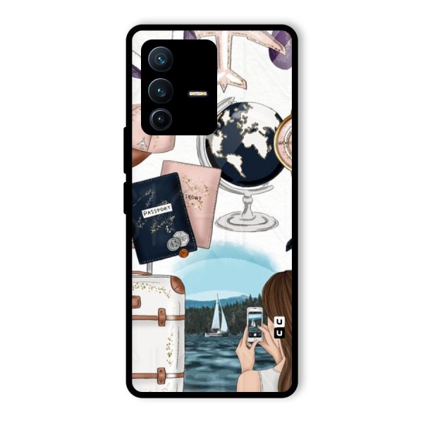 Travel Diaries Glass Back Case for Vivo V23 Pro