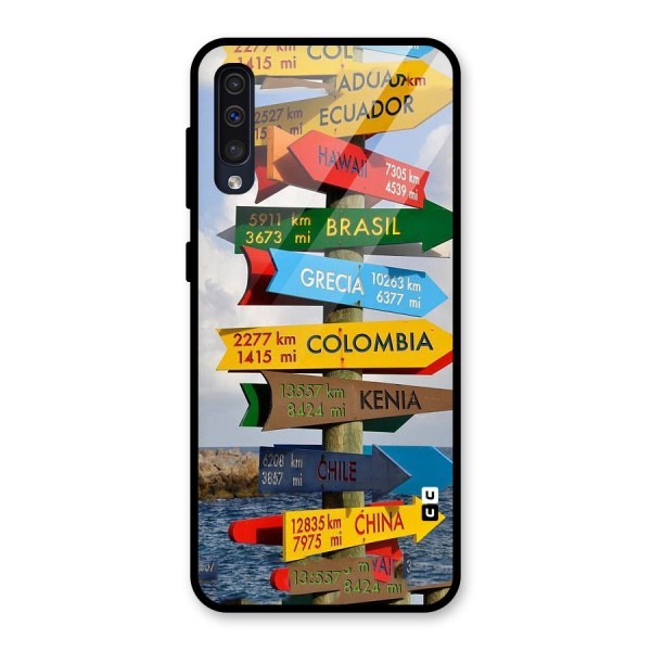 Travel Directions Glass Back Case for Galaxy A50s