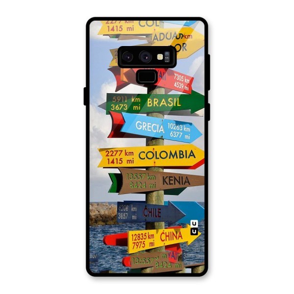 Travel Directions Glass Back Case for Galaxy Note 9