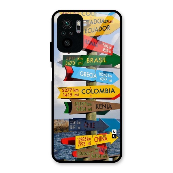 Travel Directions Glass Back Case for Redmi Note 10