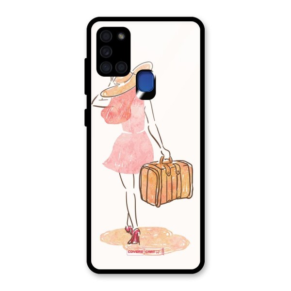 Travel Girl Glass Back Case for Galaxy A21s