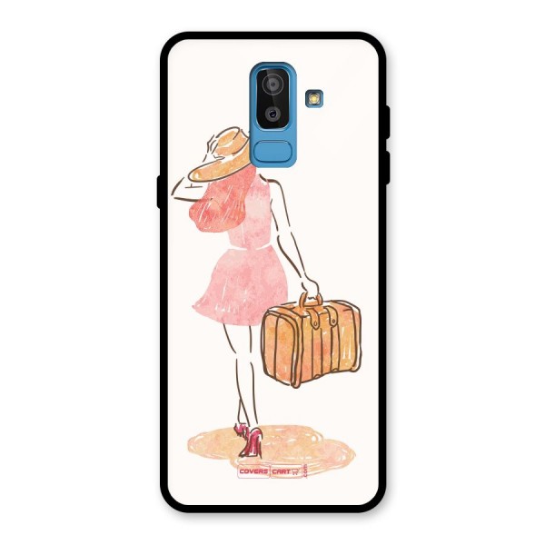 Travel Girl Glass Back Case for Galaxy J8