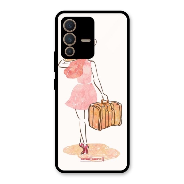 Travel Girl Glass Back Case for Vivo V23 5G