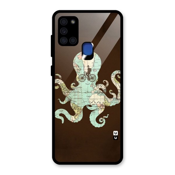 Travel Octopus Glass Back Case for Galaxy A21s