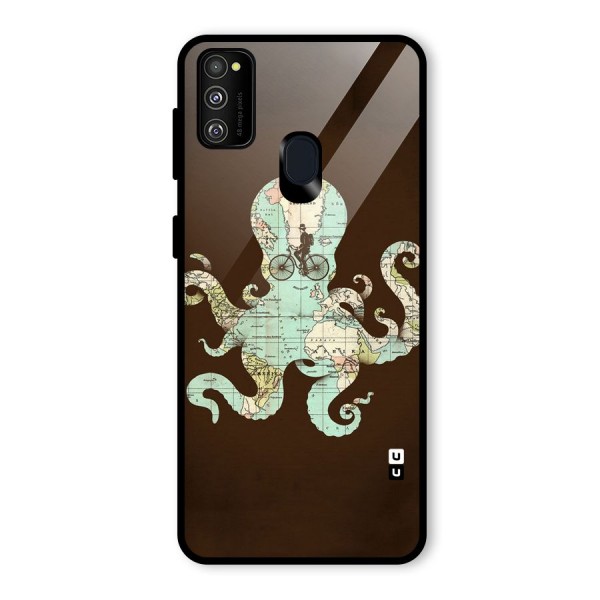 Travel Octopus Glass Back Case for Galaxy M21