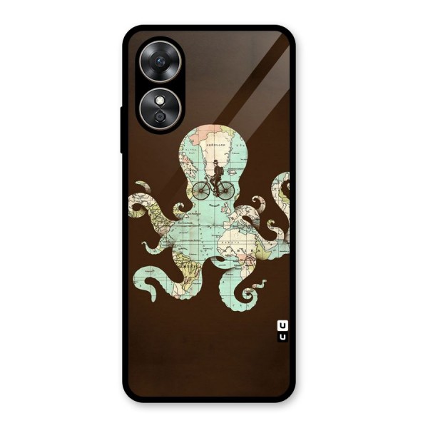 Travel Octopus Glass Back Case for Oppo A17