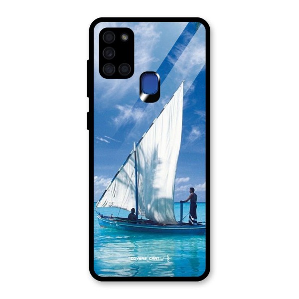 Travel Ship Glass Back Case for Galaxy A21s