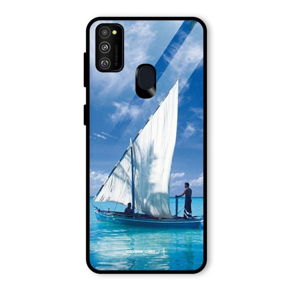 Travel Ship Glass Back Case for Galaxy M21