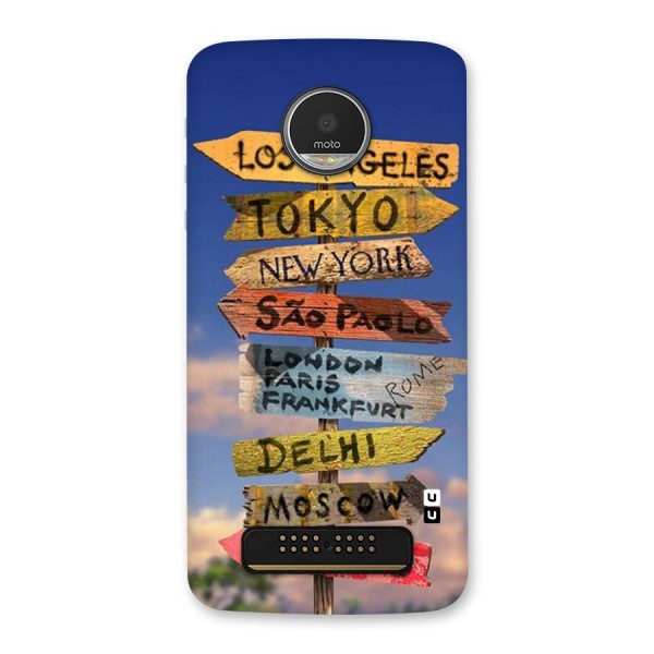 Travel Signs Back Case for Moto Z Play