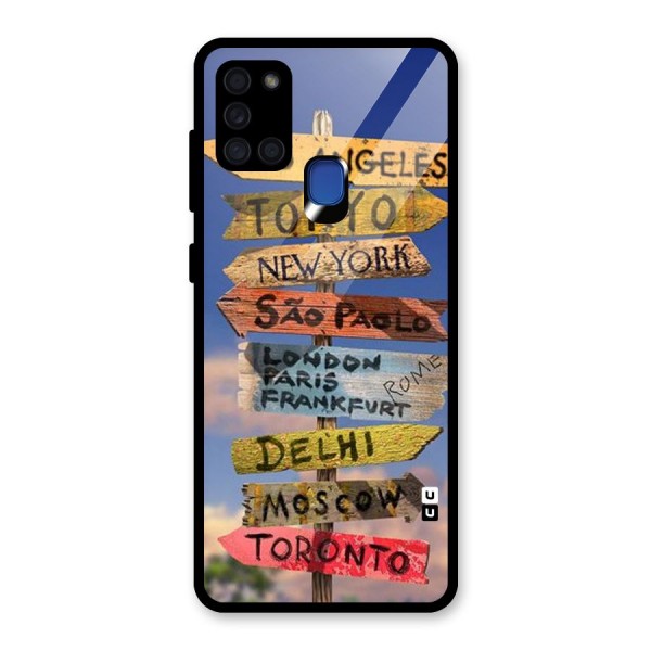 Travel Signs Glass Back Case for Galaxy A21s