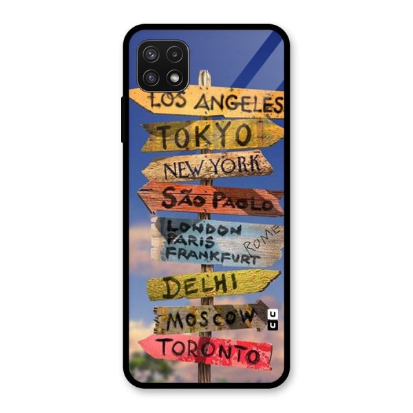 Travel Signs Glass Back Case for Galaxy A22 5G