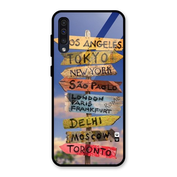 Travel Signs Glass Back Case for Galaxy A50s