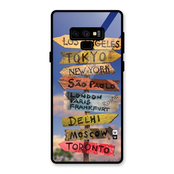 Travel Signs Glass Back Case for Galaxy Note 9