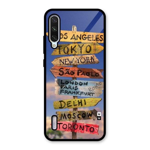 Travel Signs Glass Back Case for Mi A3