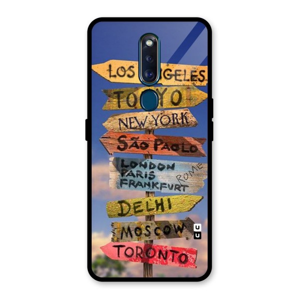 Travel Signs Glass Back Case for Oppo F11 Pro