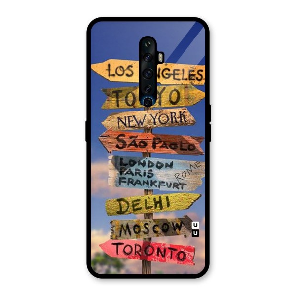 Travel Signs Glass Back Case for Oppo Reno2 Z