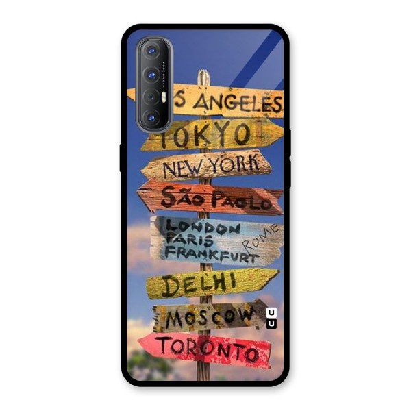 Travel Signs Glass Back Case for Oppo Reno3 Pro