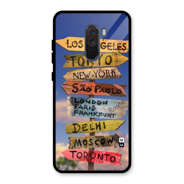 Travel Signs Glass Back Case for Poco F1