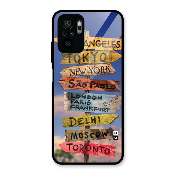 Travel Signs Glass Back Case for Redmi Note 10