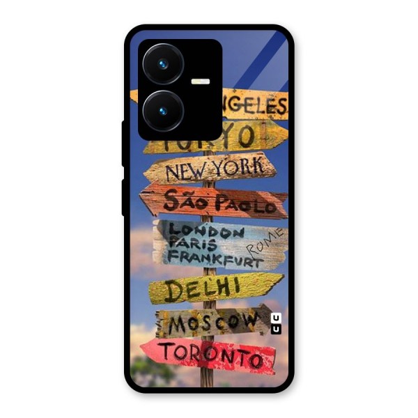 Travel Signs Glass Back Case for Vivo Y22