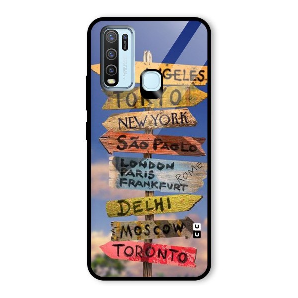 Travel Signs Glass Back Case for Vivo Y30