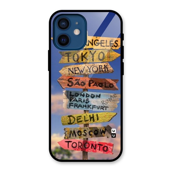 Travel Signs Glass Back Case for iPhone 12 Mini