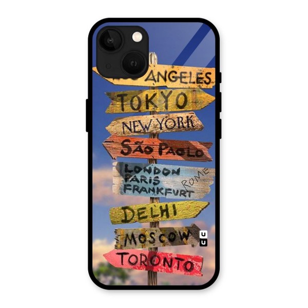 Travel Signs Glass Back Case for iPhone 13