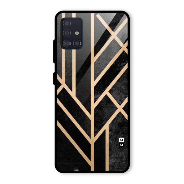 Tri Lines Gold Glass Back Case for Galaxy A51