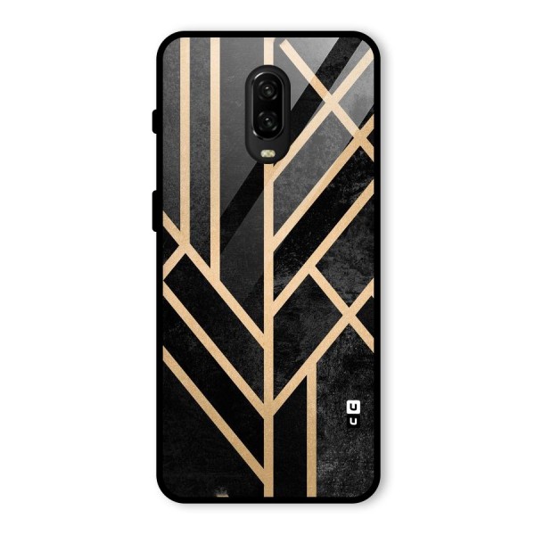 Tri Lines Gold Glass Back Case for OnePlus 6T