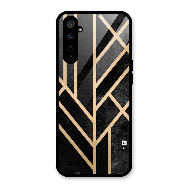 Tri Lines Gold Glass Back Case for Realme 6