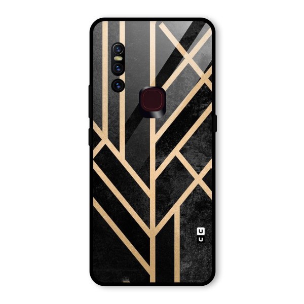 Tri Lines Gold Glass Back Case for Vivo V15