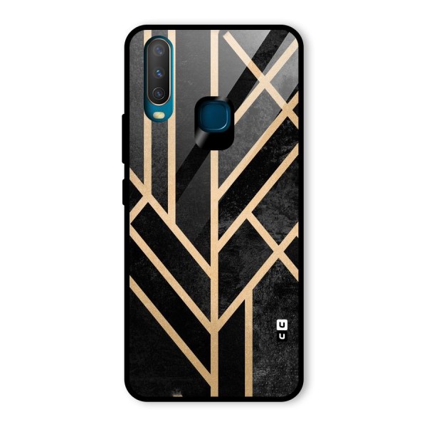 Tri Lines Gold Glass Back Case for Vivo Y12