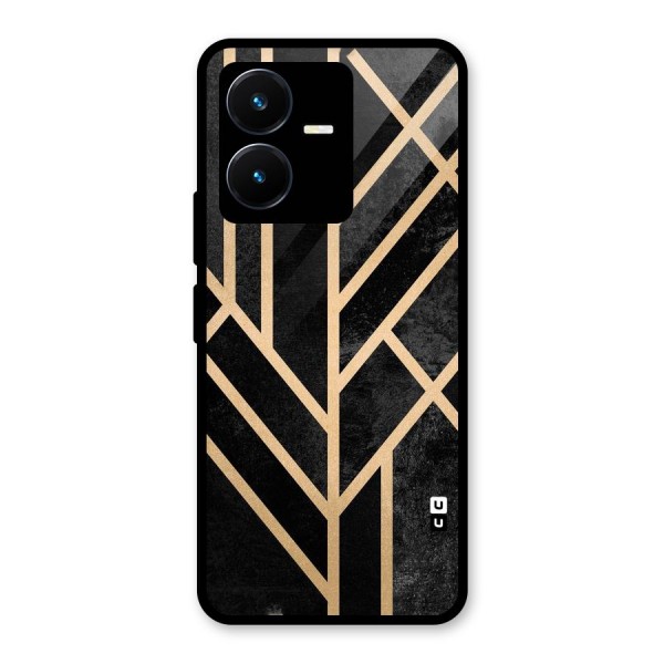 Tri Lines Gold Glass Back Case for Vivo Y22