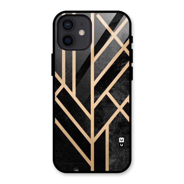 Tri Lines Gold Glass Back Case for iPhone 12