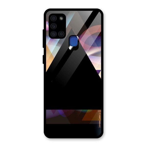 Triangle Black Abstract Glass Back Case for Galaxy A21s