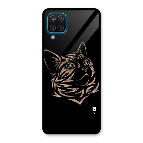 Tribal Cat Glass Back Case for Galaxy A12