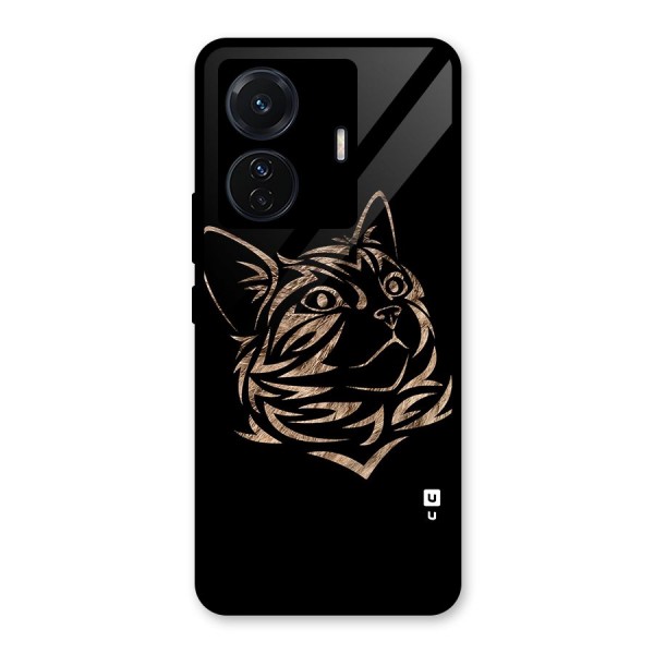 Tribal Cat Glass Back Case for Vivo T1 Pro